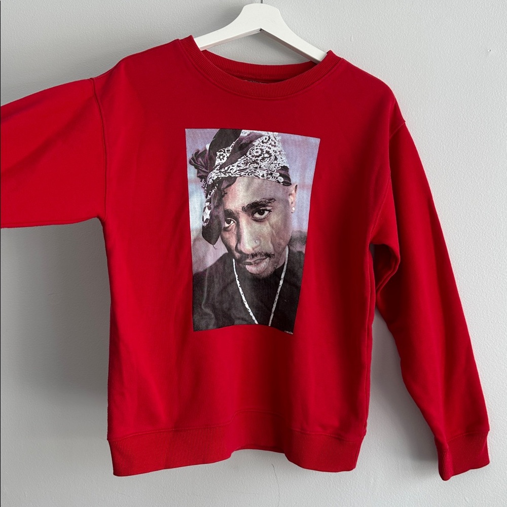 Tupac Shakur 2pac Sweatshirt Red Hip Hop Rap Vintage‎ Style small